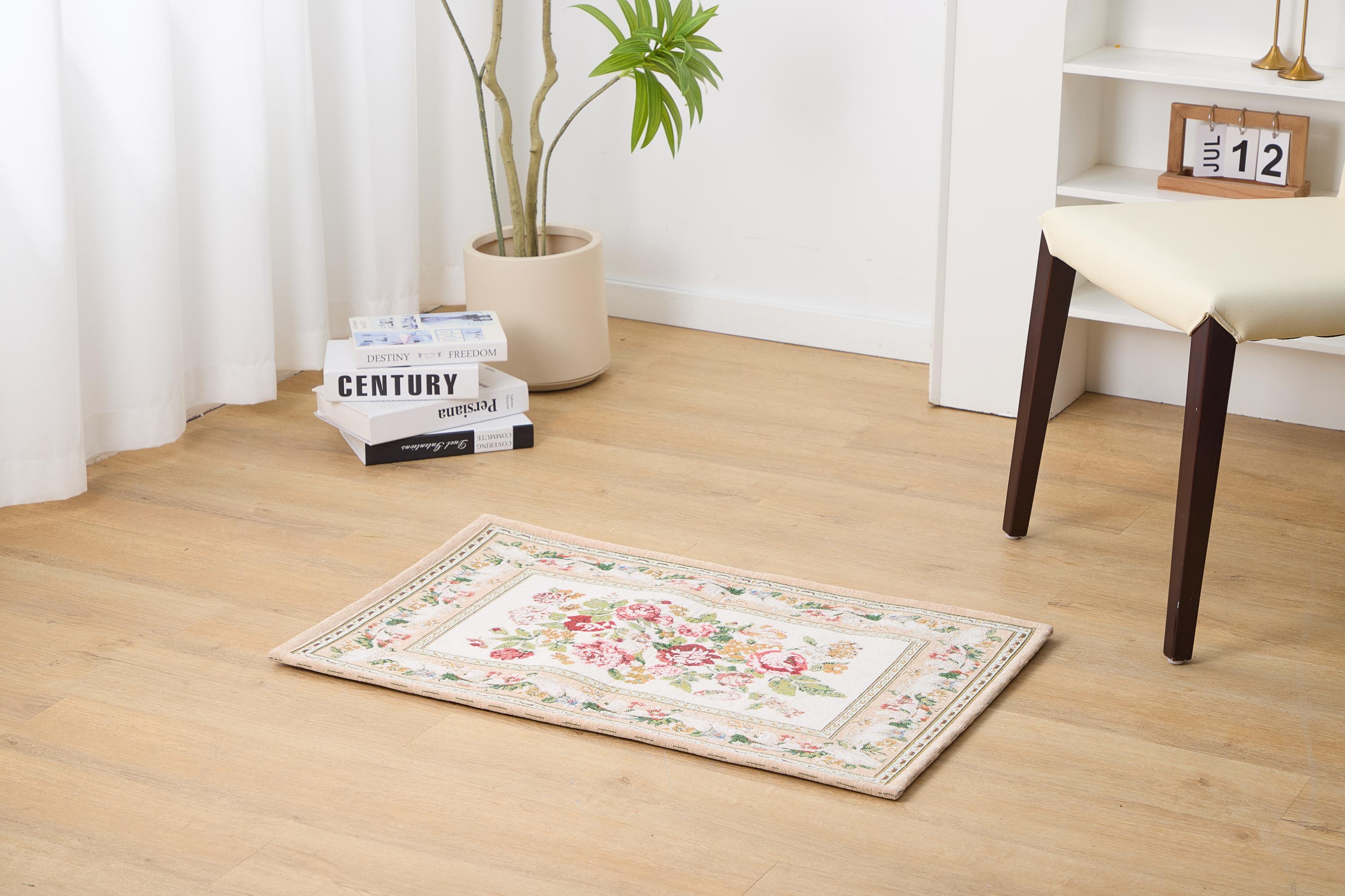 Alpaca Floral Pattern Print Floor Mat main image 0