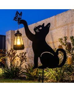 Solar Powered Lantern With  Playful Kitty
