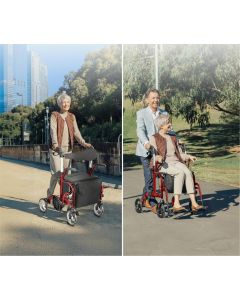 Altus Hybrid 2 in 1  Rollator/Transport Chair (Red)