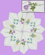 Embroidered Handkerchiefs S/12