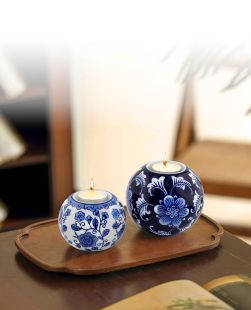 Blue & White Candle Holder 