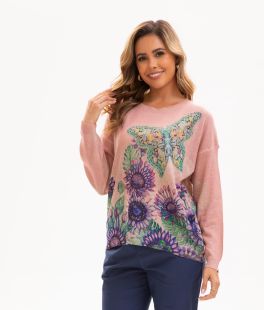 Knit Sweater Farfalle Light Pink