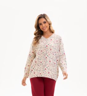 Knit Sweater Piccoli Fiori Beige