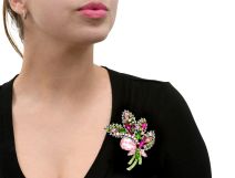 Flower Gem Stone Brooch